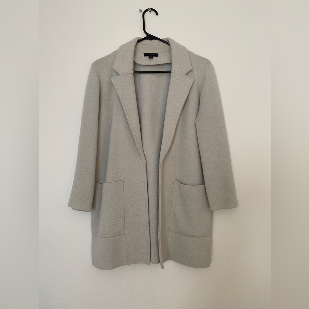 J Crew sweater blazer lightest gray